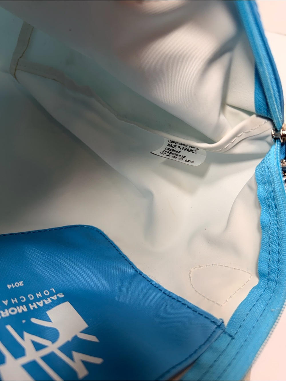 Longchamp X Sarah Morris Le Pliage Bag Limited edition 2014 sky blue - Picture 8 of 8